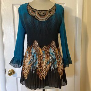Investments Embellished Dressy Animal Print Top